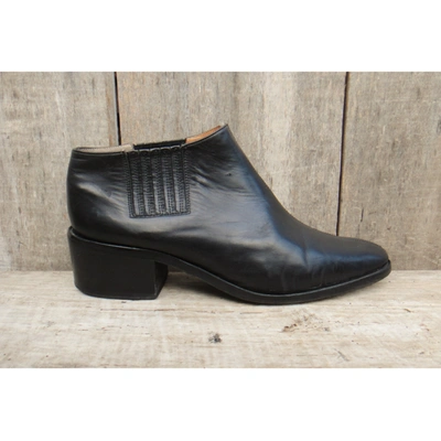Pre-owned Robert Clergerie Leather Ankle Boots In Black