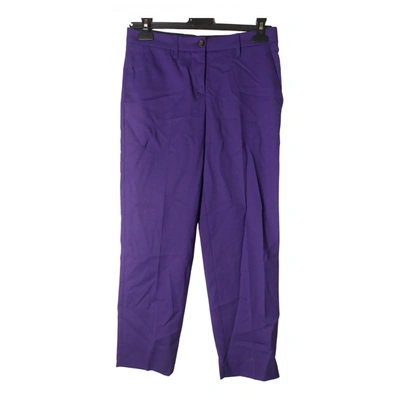 Pre-owned Miu Miu Wool Trousers In Purple