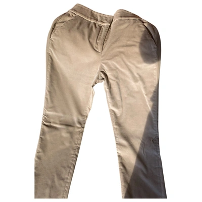 Pre-owned Peserico Velvet Trousers In Beige