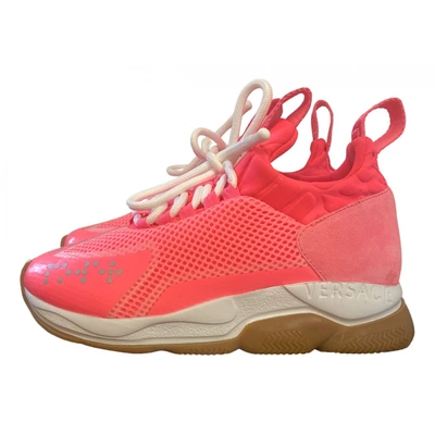Pre-owned Versace Chain Reaction Cloth Trainers In Pink
