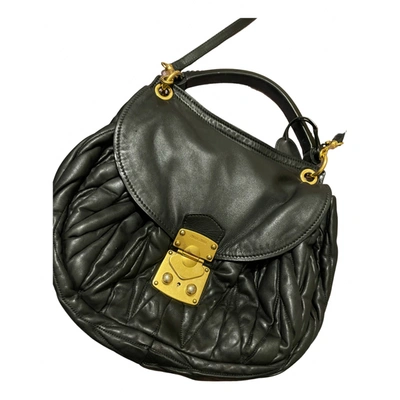 Pre-owned Miu Miu Coffer Leather Crossbody Bag In Black