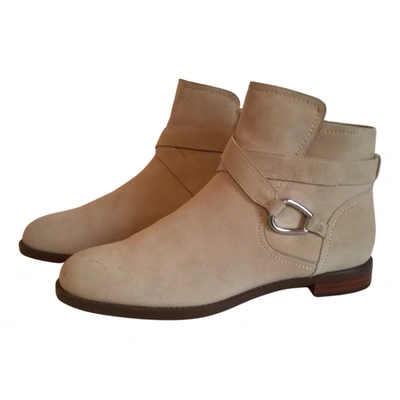 Pre-owned Lauren Ralph Lauren Ankle Boots In Beige