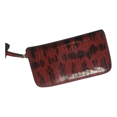Pre-owned Miu Miu Leather Wallet In Burgundy