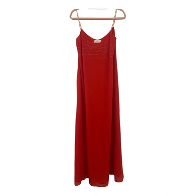 Pre-owned Genny Silk Maxi Dress In Red