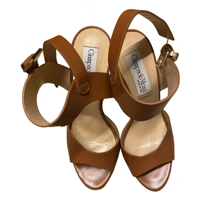 Pre-owned Giampaolo Viozzi Leather Sandals In Camel