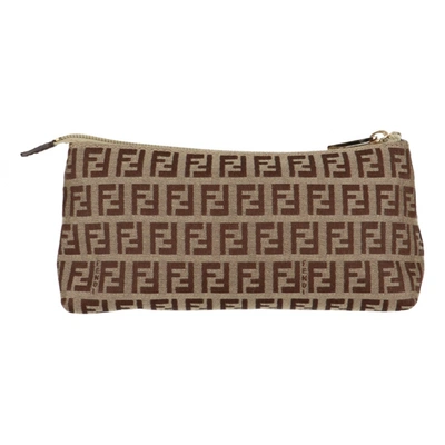 Pre-owned Fendi Cloth Clutch Bag In Brown