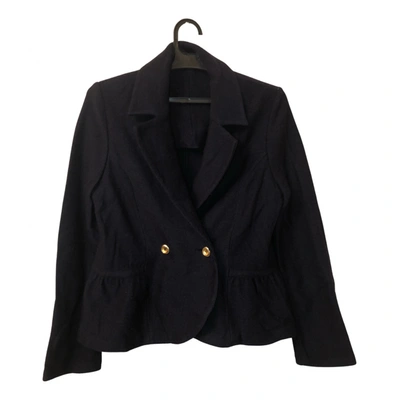 Pre-owned Bcbg Max Azria Wool Suit Jacket In Navy