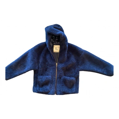 Pre-owned L'autre Chose Faux Fur Short Vest In Blue