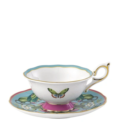 Wedgwood Wonderlust Menagerie Bone China Teacup & Saucer In Turquoise