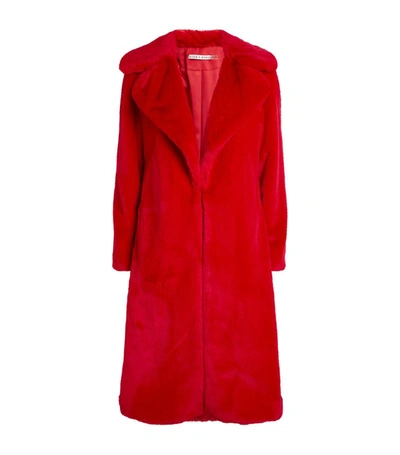 Alice And Olivia Canden Faux Fur Coat In Red