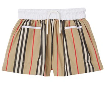 Burberry Babies' Icon Stripe Cotton Shorts In Beige