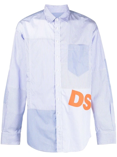 Dsquared2 Panelled Logo Shirt In Blue
