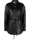 PHILIPP PLEIN CRYSTAL-STUDDED LEATHER SHIRT