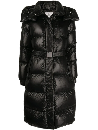 Woolrich Padded Belted Parka Coat In Black