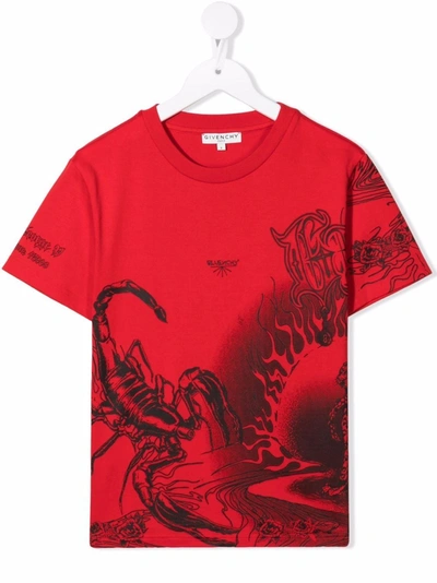 Givenchy Kids' Graphic-print T-shirt In Red