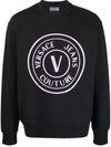 Versace Jeans Couture Versace V-emblem Sweatshirt Black In Black 1