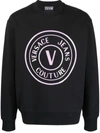 Versace Jeans Couture Logo-print Crew-neck Sweatshirt In Black