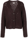 Vince Crochet-knit Wool And Cashmere-blend Cardigan In Purple