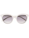 Prada Round Frame Sunglasses In Talc/ Grey Gradient