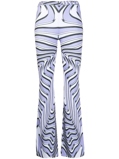Maisie Wilen Contender Abstract-print Flared Trousers In Chrome