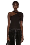 Rta Azalea Rib Cutout One-sleeve Top In Black