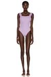 Versace Purple Greca Border One-piece Swimsuit In Violet
