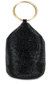Olga Berg Ellie Crystal Mesh Ring Handle Bag In Black