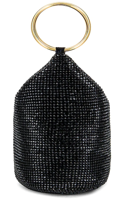 Olga Berg Ellie Crystal Mesh Ring Handle Bag In Black