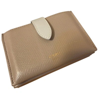 Pre-owned Celine Leather Wallet In Beige