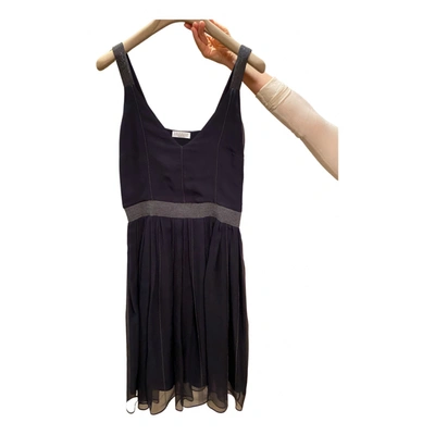 Pre-owned Brunello Cucinelli Silk Mid-length Dress In Navy