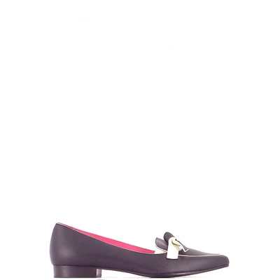 Pre-owned Paule Ka Leather Flats In Black