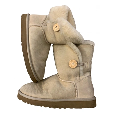 Pre-owned Ugg Ankle Boots In Beige