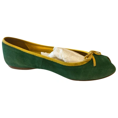 Pre-owned Prada Ballet Flats In Green