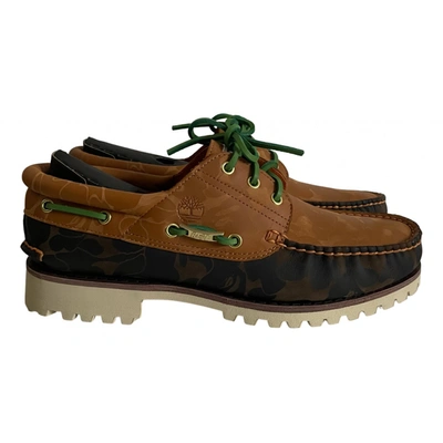 Pre-owned Timberland Leather Low Trainers In Brown