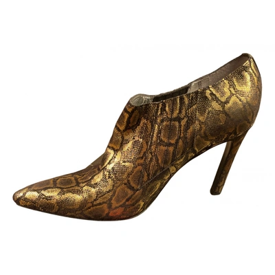 Pre-owned Free Lance Leather Ankle Boots In Gold