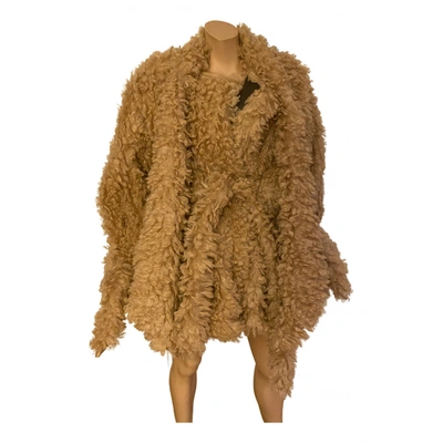 Pre-owned Roland Mouret Faux Fur Dufflecoat In Camel