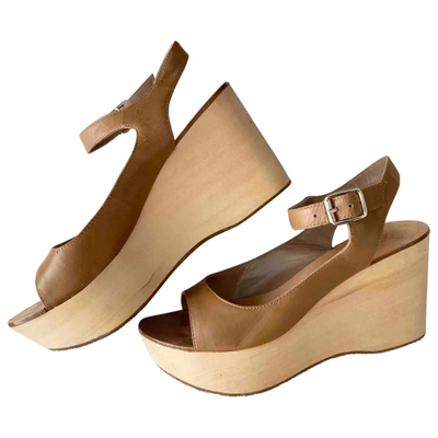 Pre-owned Belle Sigerson Morrison Leather Mules In Camel