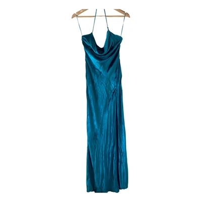 Pre-owned Attico Velvet Maxi Dress In Turquoise