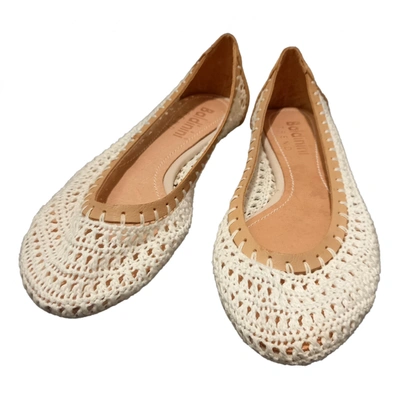 Pre-owned Baldinini Leather Ballet Flats In Beige
