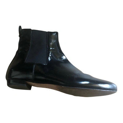 Pre-owned Sebastian Milano Patent Leather Ankle Boots In Black