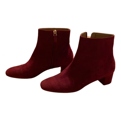 Pre-owned Mansur Gavriel Leather Ankle Boots In Red