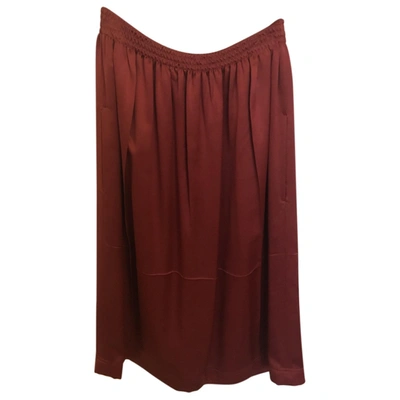 Pre-owned Celine Silk Mid-length Skirt In Burgundy