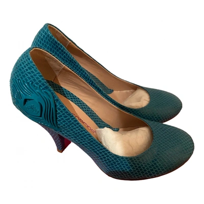 Pre-owned Fornarina Vegan Leather Heels In Green