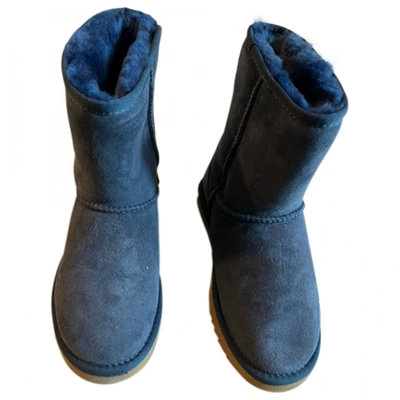 Pre-owned Ugg Leather Ankle Boots In Blue