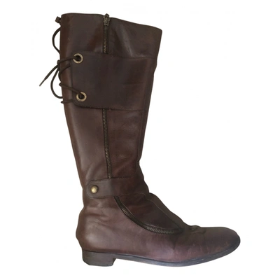 Pre-owned Alexander Mcqueen Leather Boots In Brown