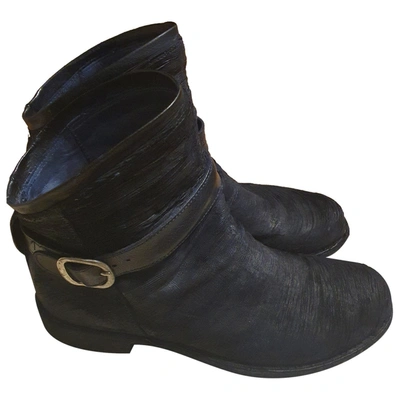 Pre-owned Officine Creative Leather Ankle Boots In Navy