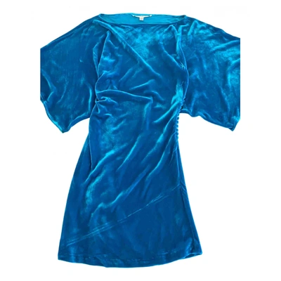 Pre-owned Diane Von Furstenberg Velvet Mini Dress In Blue