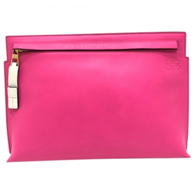 Pre-owned Loewe T Pouch Leather Clutch Bag In Pink