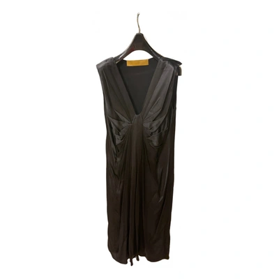 Pre-owned Lanvin Silk Mid-length Dress In Black