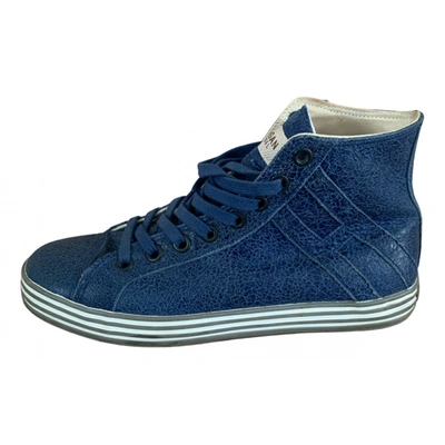 Pre-owned Hogan Leather High Trainers In Blue